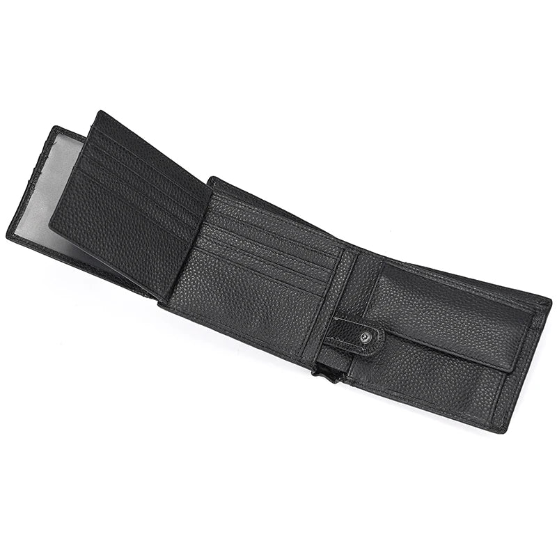 Premium Cow Leather Short Wallet - Unisex Hasp Clutch