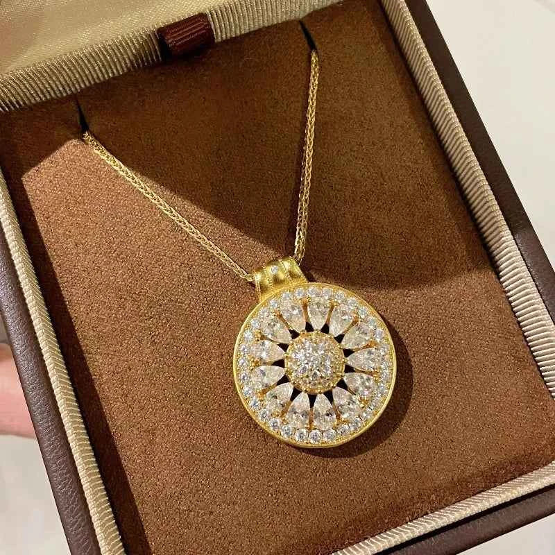 Elegant Hollow Flower Pendant Necklace - Retro Stainless Steel