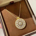 Elegant Hollow Flower Pendant Necklace - Retro Stainless Steel