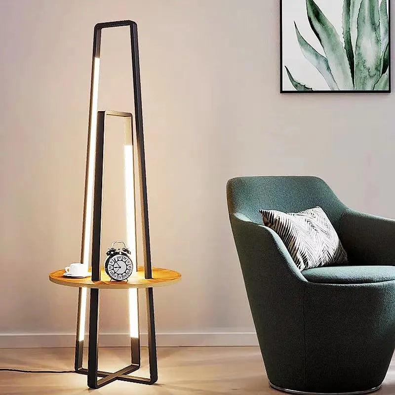 Elegant Art Desk Floor Lamp with Integrated Rack