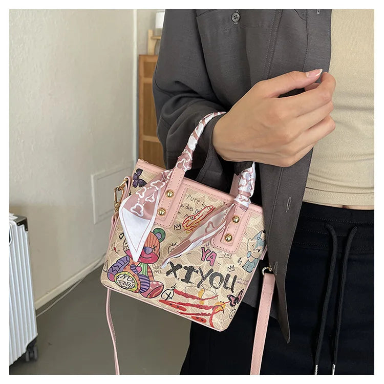 Elegant Artistic Crossbody Bag - Graffiti Design