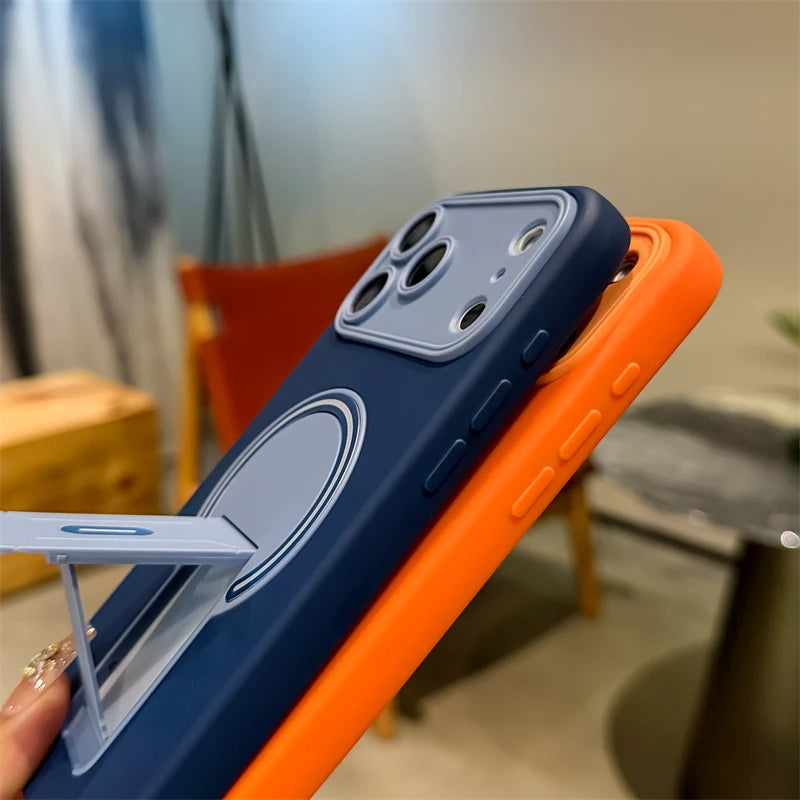 Luxury Magnetic Phone Case with Fold Stand & Camera Window