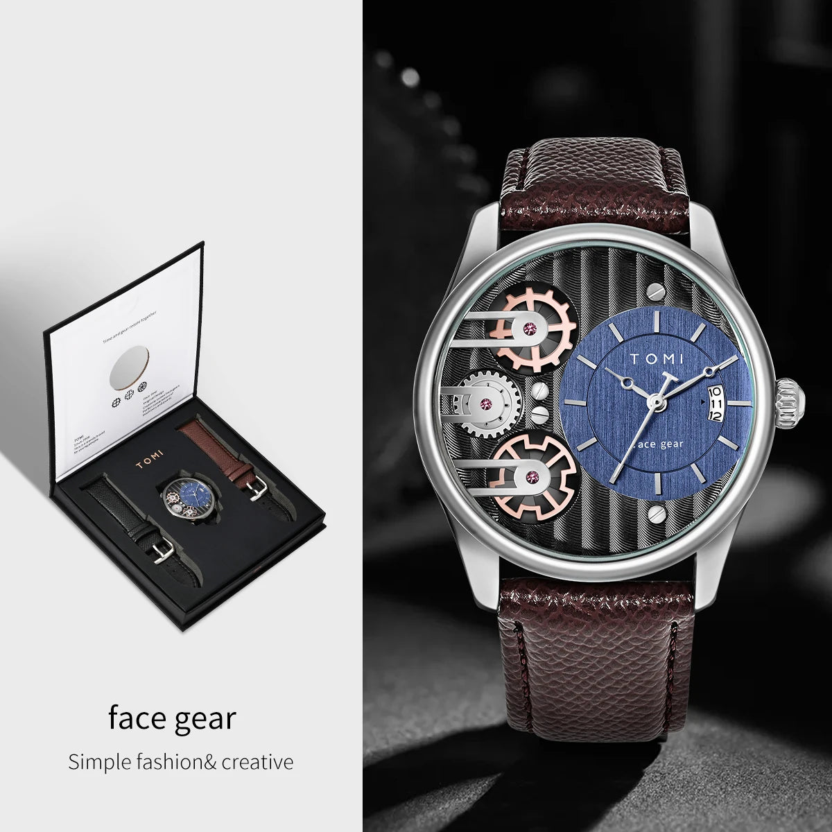 Luxury Business Mens Quartz Watch with Detachable Straps