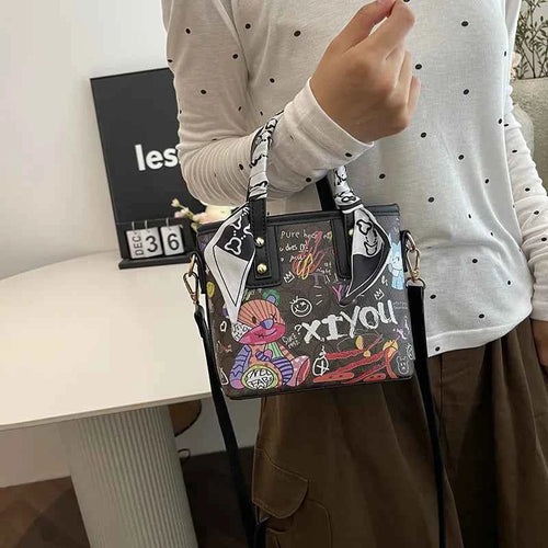 Elegant Artistic Crossbody Bag - Graffiti Design