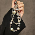Luxurious Pearl Phone Lanyard - Elegant Crystal Double Chain