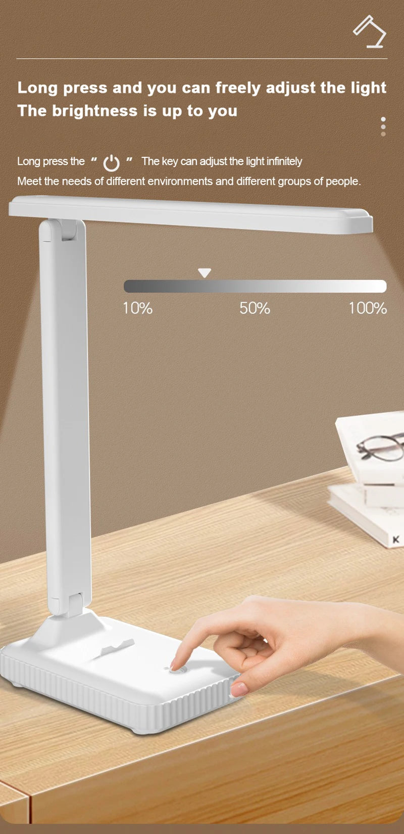 Premium USB Rechargeable Desk Lamp - Dimmable & Foldable