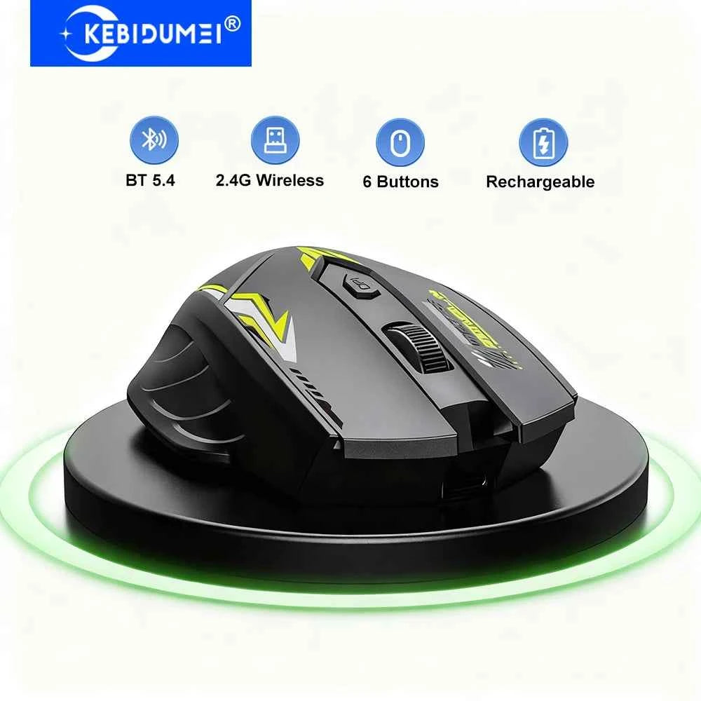 Dual mode wireless mouse - black ergonomic design with Bluetooth 5.4 and 2.4G connectivity