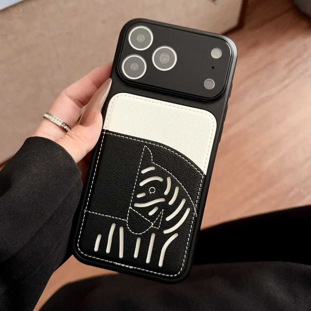 Premium Leather Wallet Phone Case for iPhone - Card Holder & Lens Protection