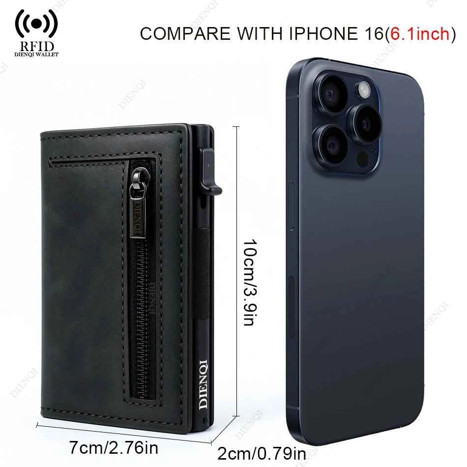 Rfid Blocking Credit Card Holder Men Wallet Luxury Pop Up Slim Thin Minimalist Wallet Bank Cardholder Case Black Vallet for Men