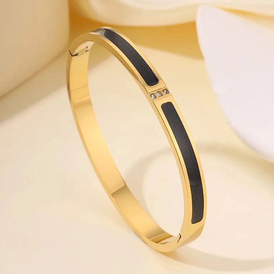 Elegant Stackable Bangles - Sparkling Zirconia Stainless Steel Set