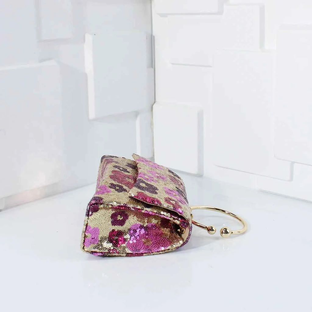 Elegant Sequins Evening Handbag with Floral Design