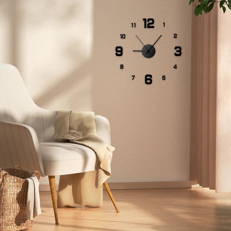 Elegant Frameless DIY Wall Clock - Silent & Modern Decor