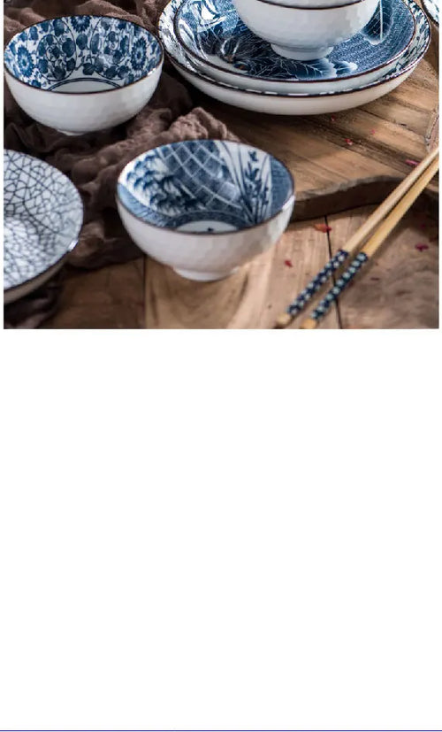 Elegant Porcelain Ceramic Bowls Set - Japanese Style Tableware