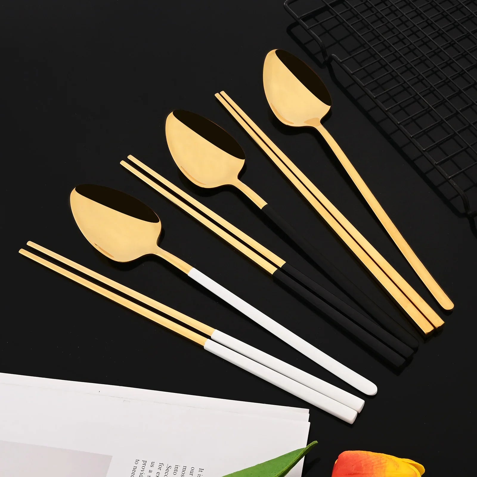 Premium Luxury Stainless Steel Cutlery Set - 8-Piece Korean Dinnerware