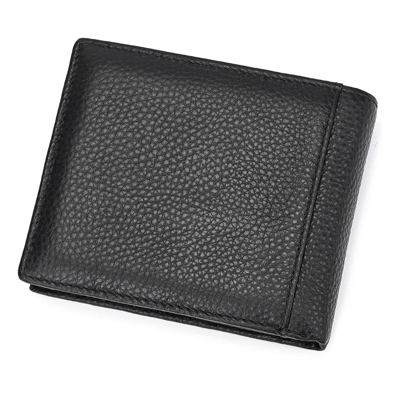Premium Cow Leather Short Wallet - Unisex Hasp Clutch