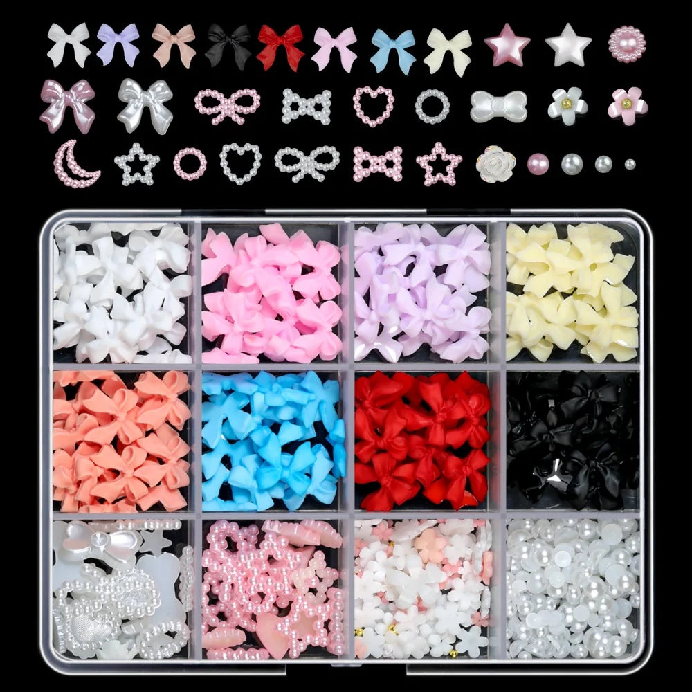 Luxury 3D Gold Bow Nail Metal Charms - 120pcs Shiny Art Supplies