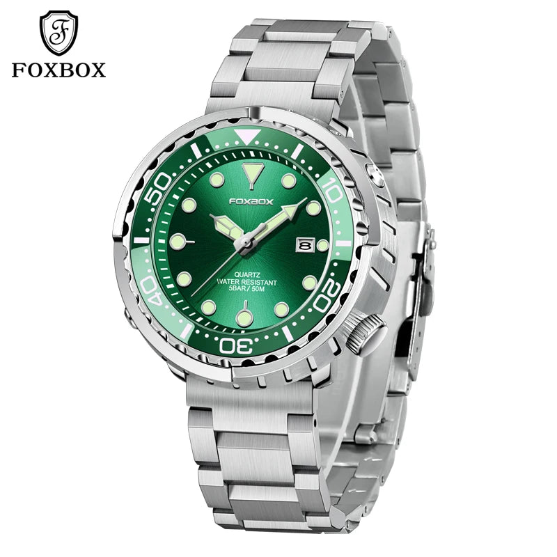 Luxury Mens Quartz Watch - 5ATM Waterproof Sports Clock