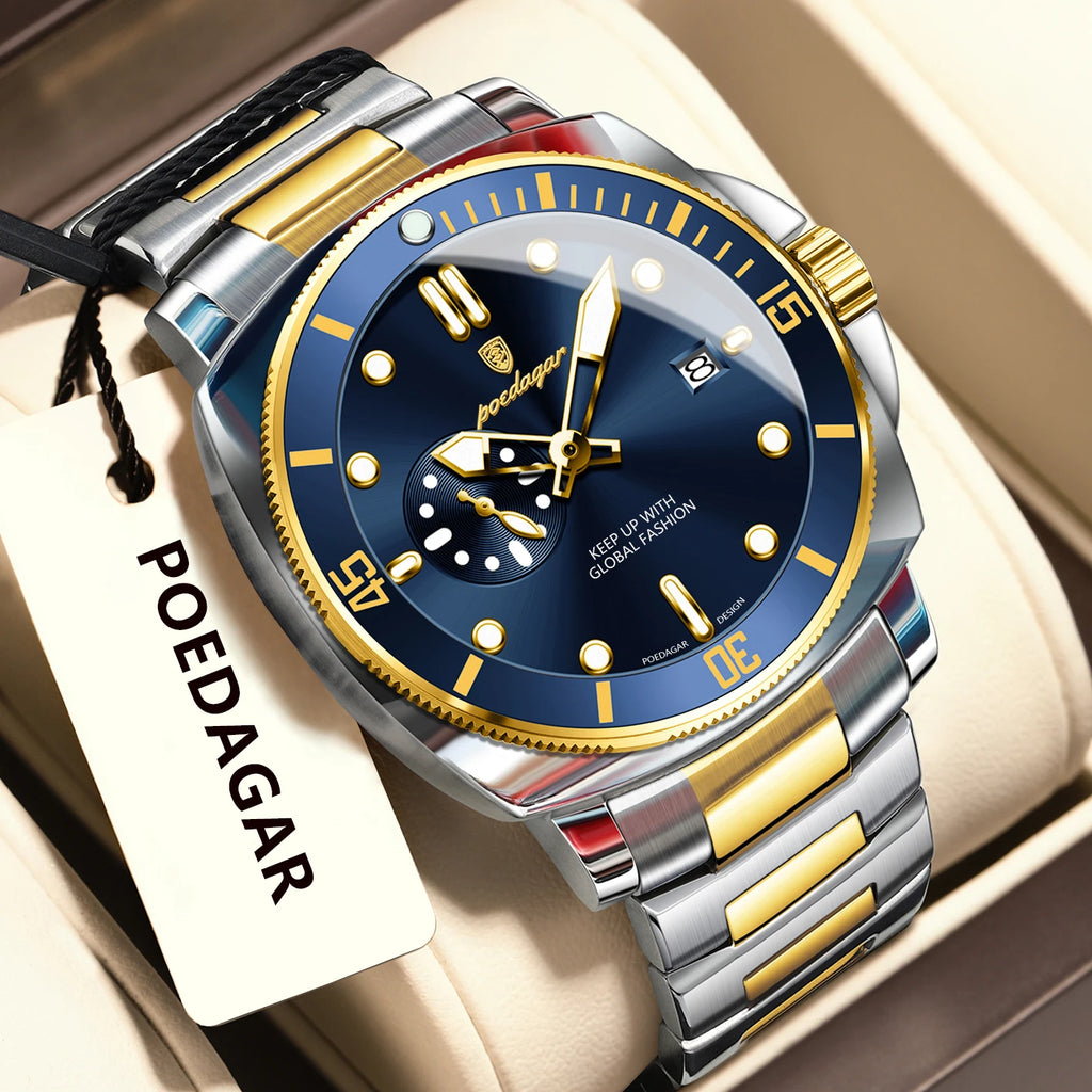 Luxury Men's Quartz Watch - Waterproof Stainless Steel Timepiece