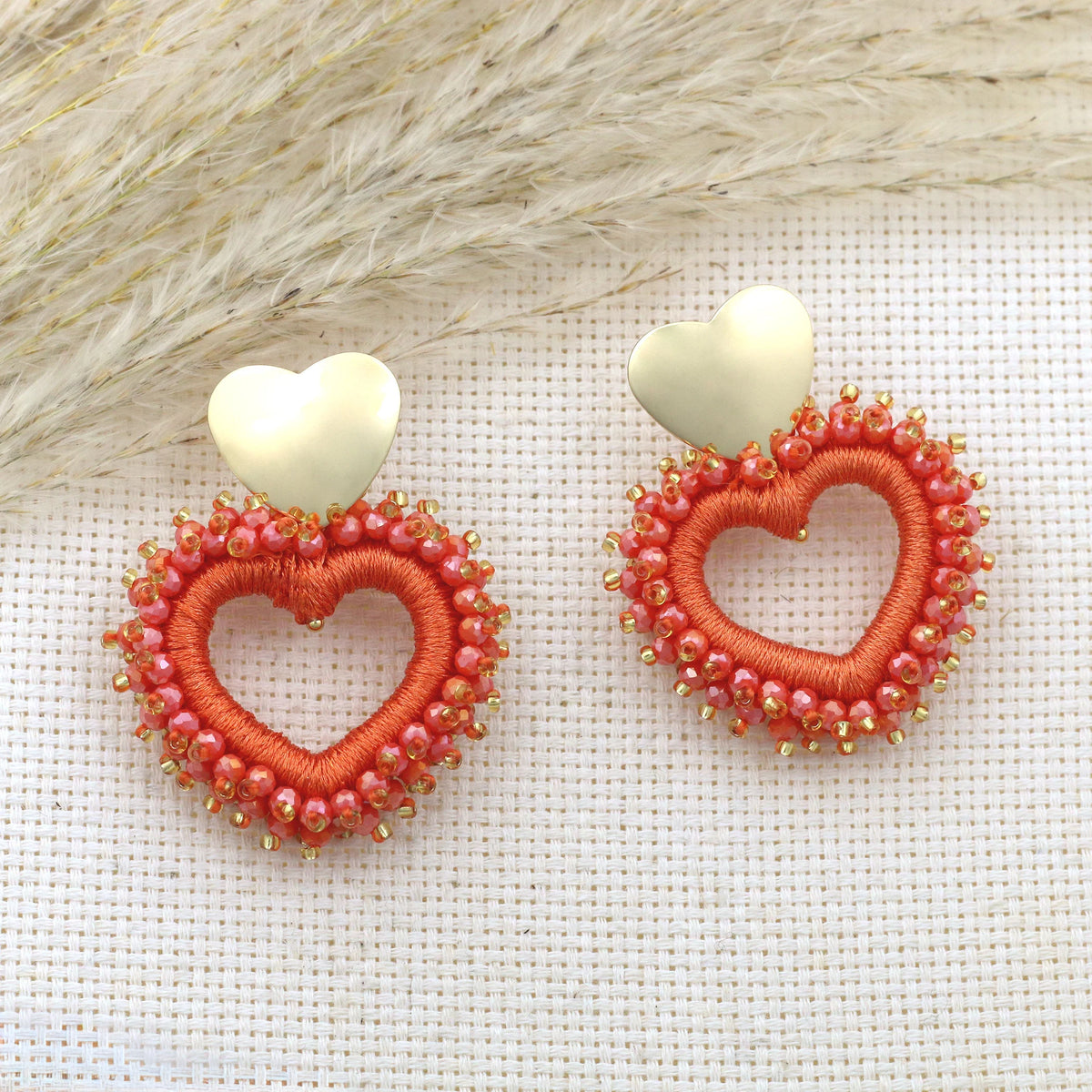 Elegant Heart Shape Drop Earrings - Handmade Crystal Jewelry