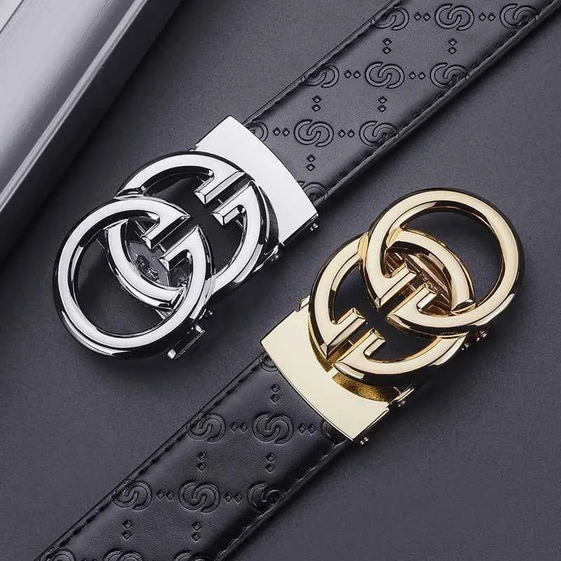 Luxury Mens Leather Belt - Automatic Alloy Buckle