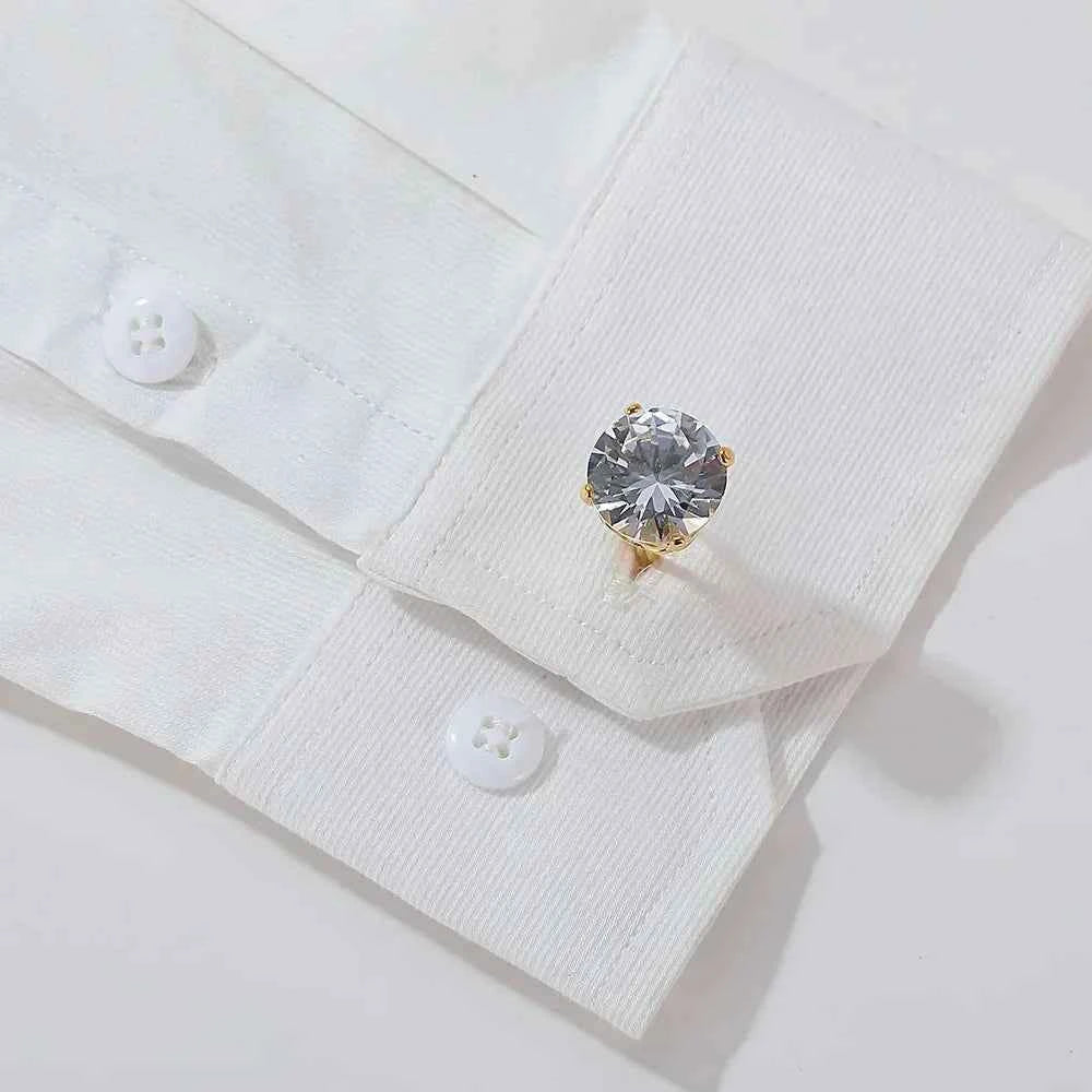 Luxury Gold Zircon Cufflinks - Elegant Men's French Shirt Accessories
