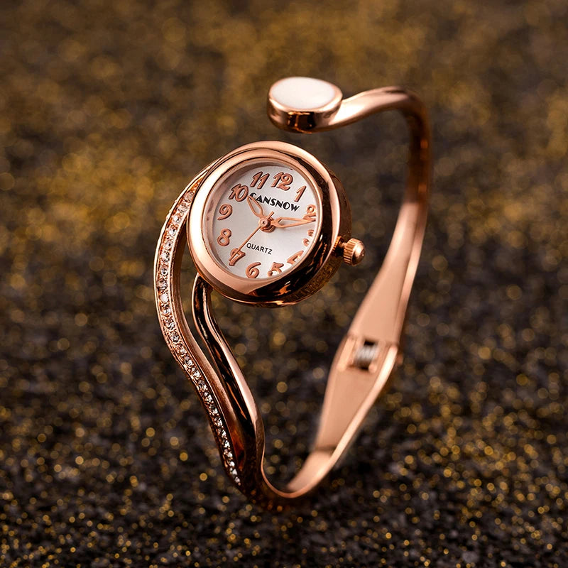 Elegant Ladies Quartz Watch - Rhinestone Stainless Steel