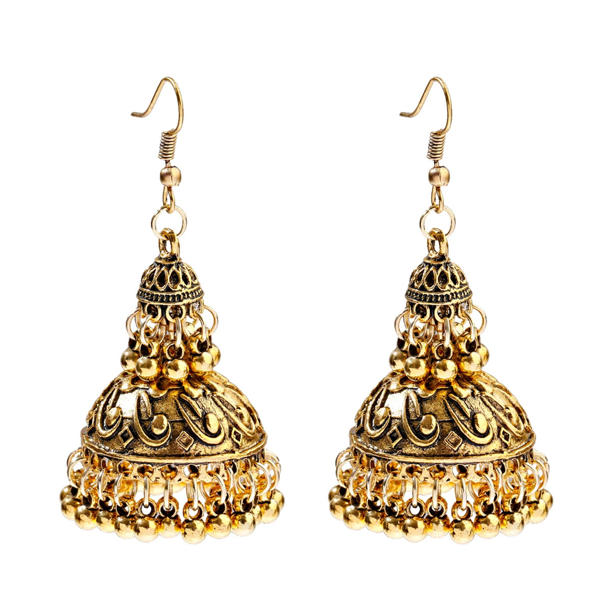 Elegant Indian Jhumka Earrings - Silver Flower Tassel Dangle Design