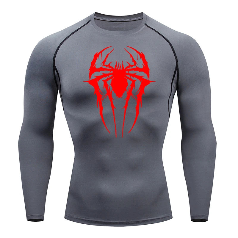 Premium Men's Spider Graphic Compression Shirt - Quick Dry Rash Guard