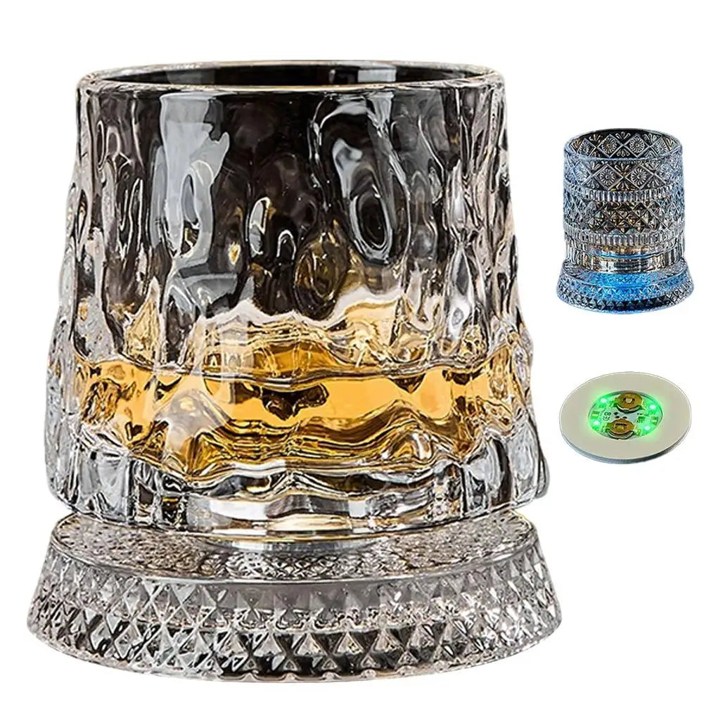 Elegant Rotating Whiskey Glass - Crystal Clear Drinkware