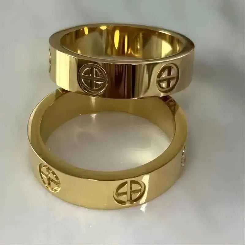 Luxury Stainless Steel Cross Ring - Classic Gold Wedding Jewelry