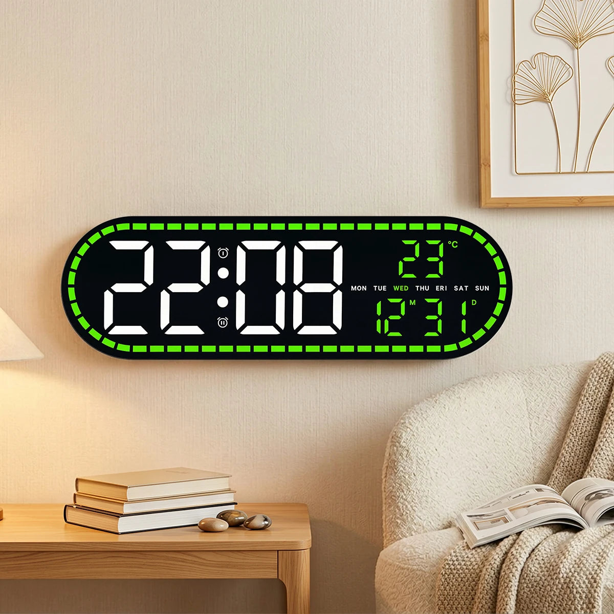 Premium Digital Wall Clock - Multi-functional LED Display