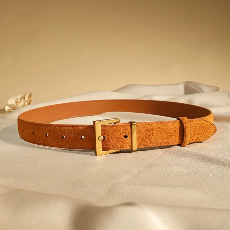 Luxury Cowhide Leather Belt - Adjustable Square Buckle