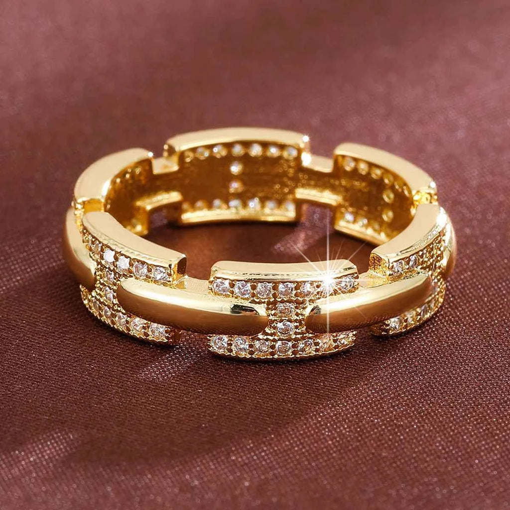 Elegant H Shaped Letter Design Synthetic Zirconia Women'S Ring For Jewelry Accessory Daily Gifting