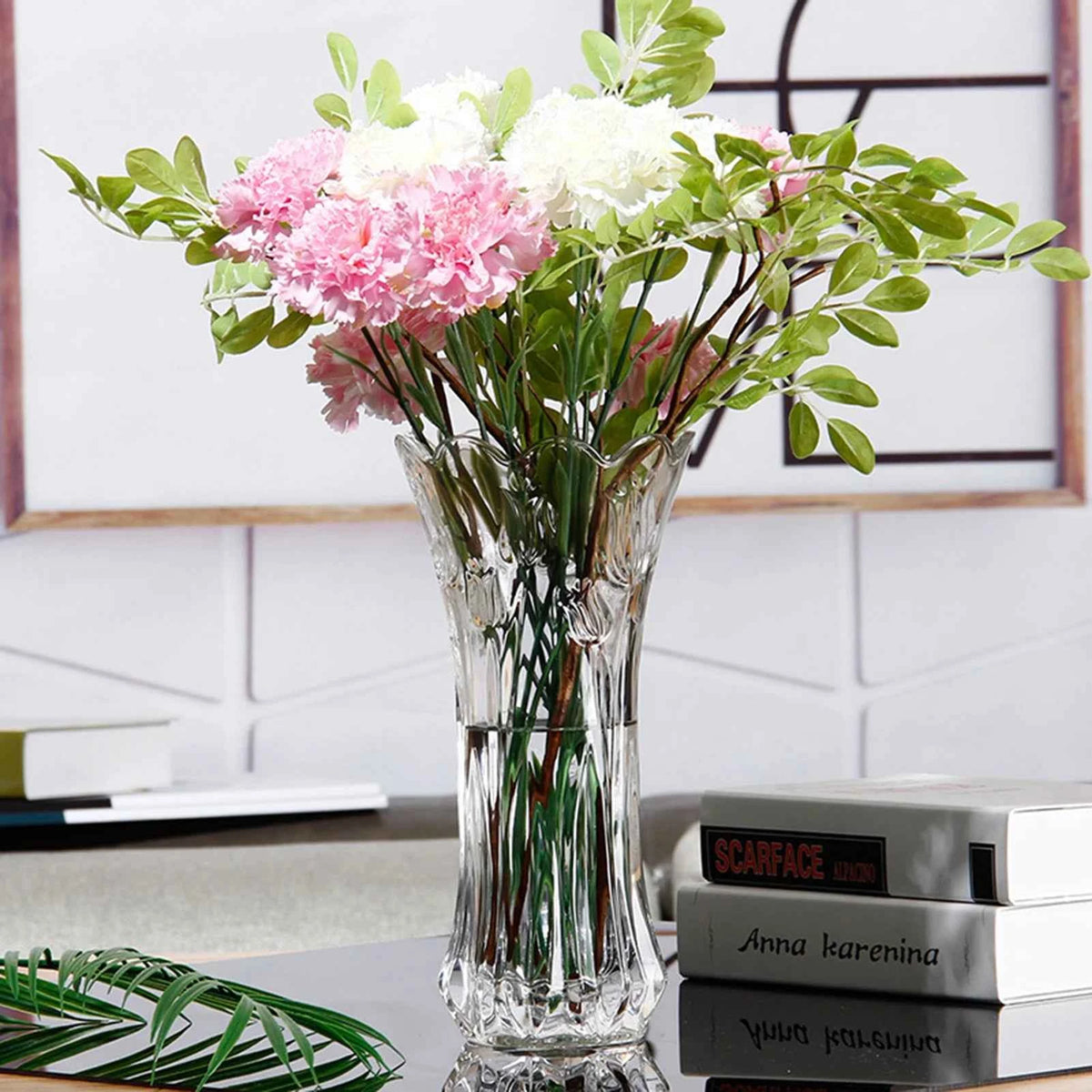 Elegant Clear Glass Flower Vase - Modern Floral Desktop Decor