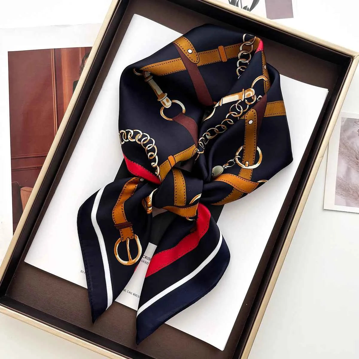 Elegant Square Satin Scarf - Soft Neckerchief & Headband