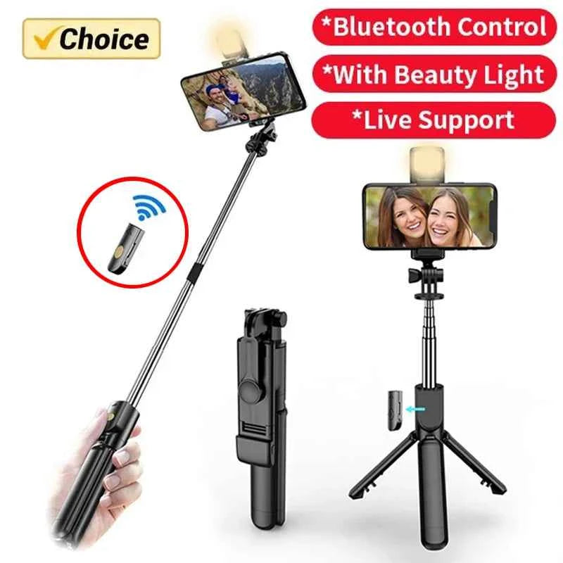 Professional Selfie Stick Tripod with Fill Light & Wireless Remote