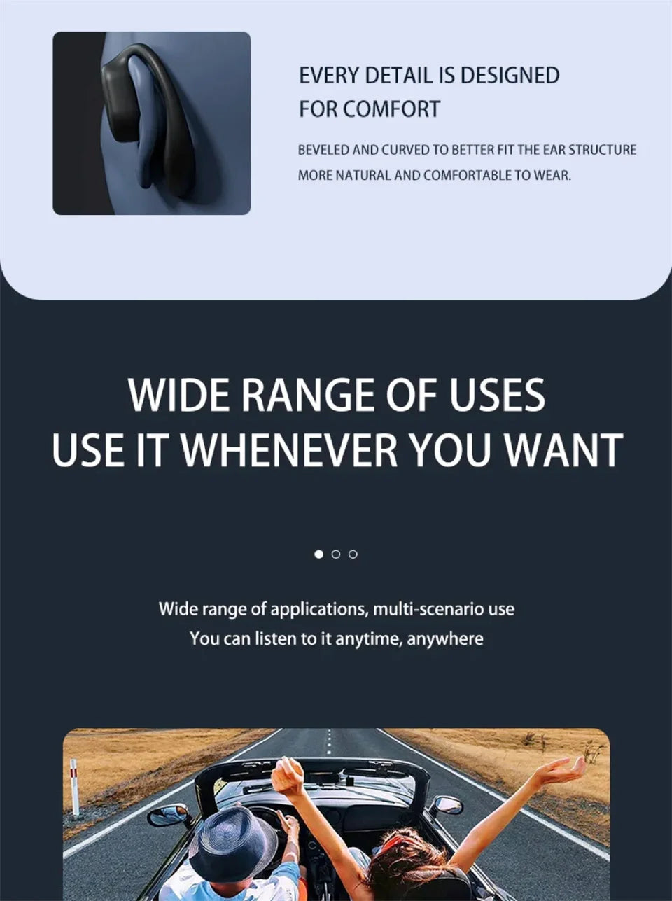 Premium Bone Conduction Headphones - Open-Ear Wireless for Driving