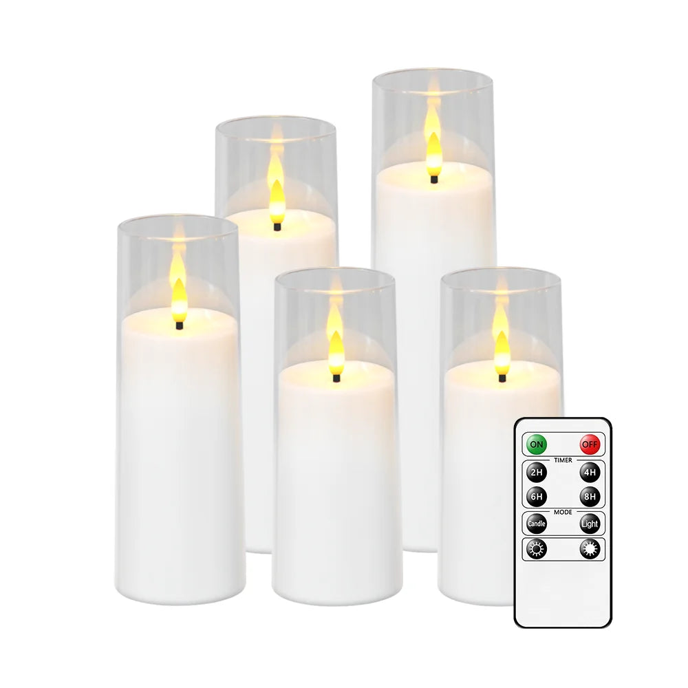 White LED Candle Lights with Remote Control - Flameless Home Decor Candle Set of 5 - Tulique