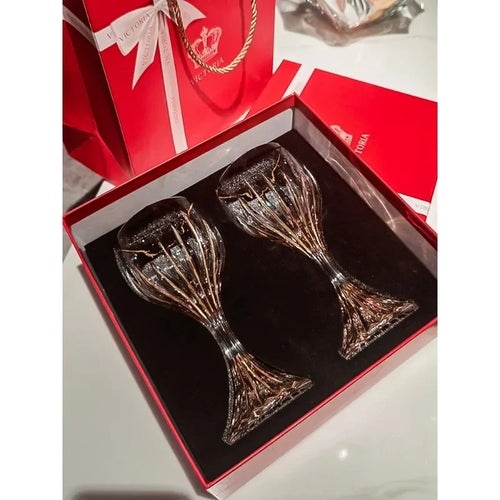 Elegant Luxury Red Wine Glass - Hand-Painted Crystal Goblet
