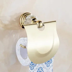 Luxury Crystal Gold Bathroom Hardware Set - Wall Mounted