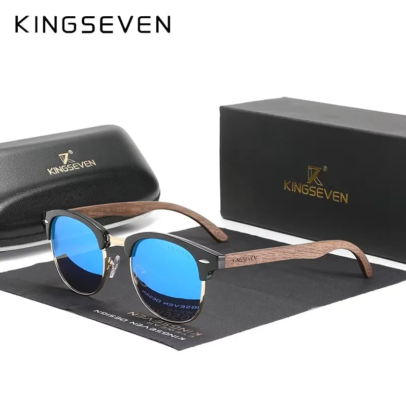 Vintage Walnut Sunglasses - Polarized UV400 Retro Eyewear