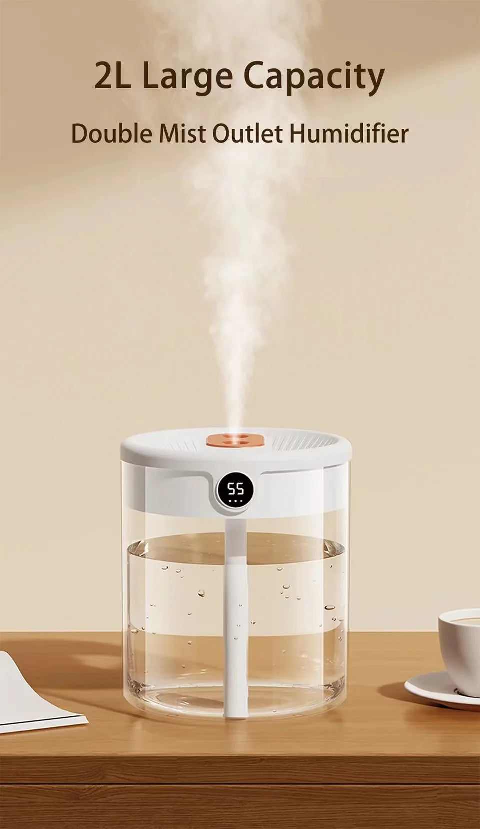 Elegant Bedroom Humidifier - Quiet USB Misting