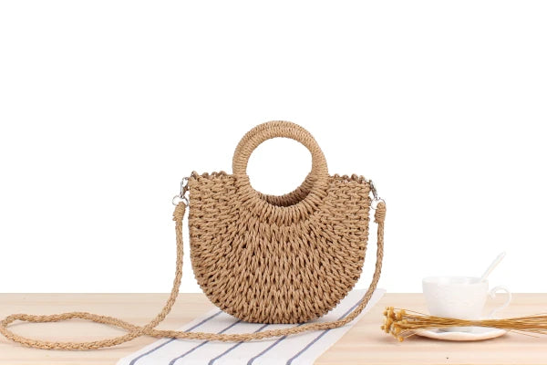 Elegant Women's Straw Tote - Handmade Beach Weaver