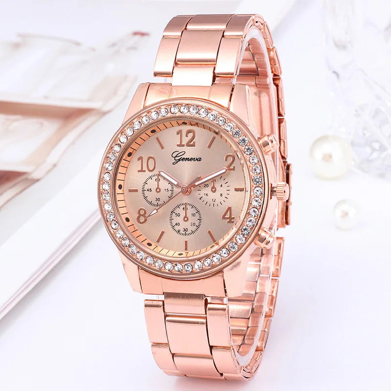 Elegant Ladies Rose Gold Watch - Stainless Steel Bracelet