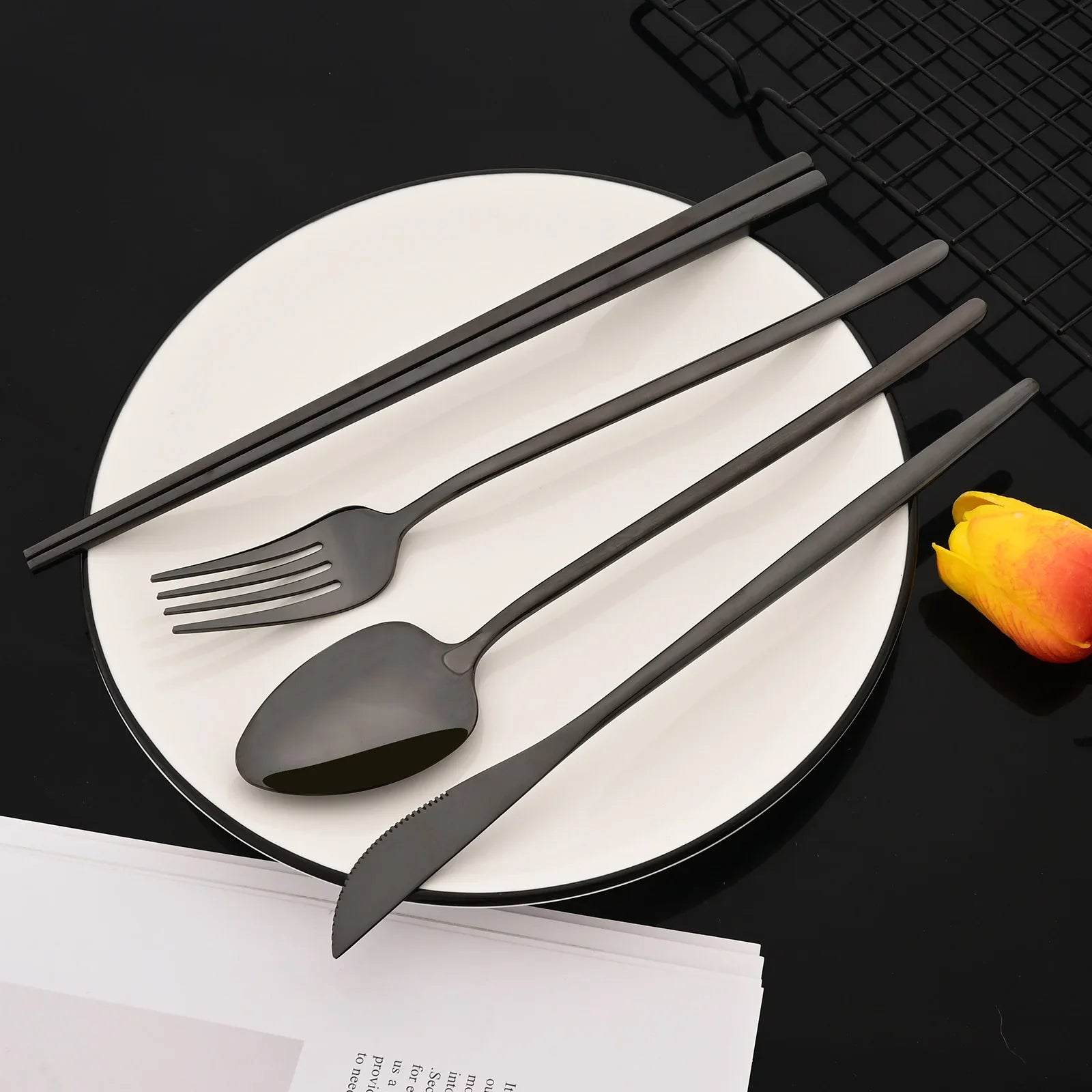 Premium Luxury Stainless Steel Cutlery Set - 8-Piece Korean Dinnerware