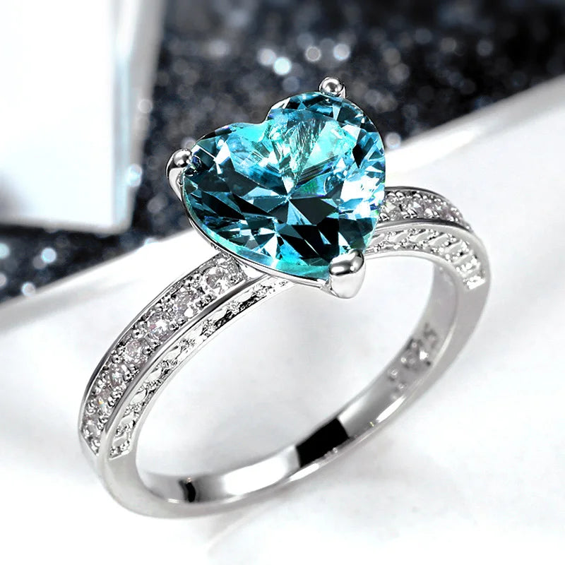 Luxury Heart Engagement Ring - Brilliant Pink CZ Solitaire