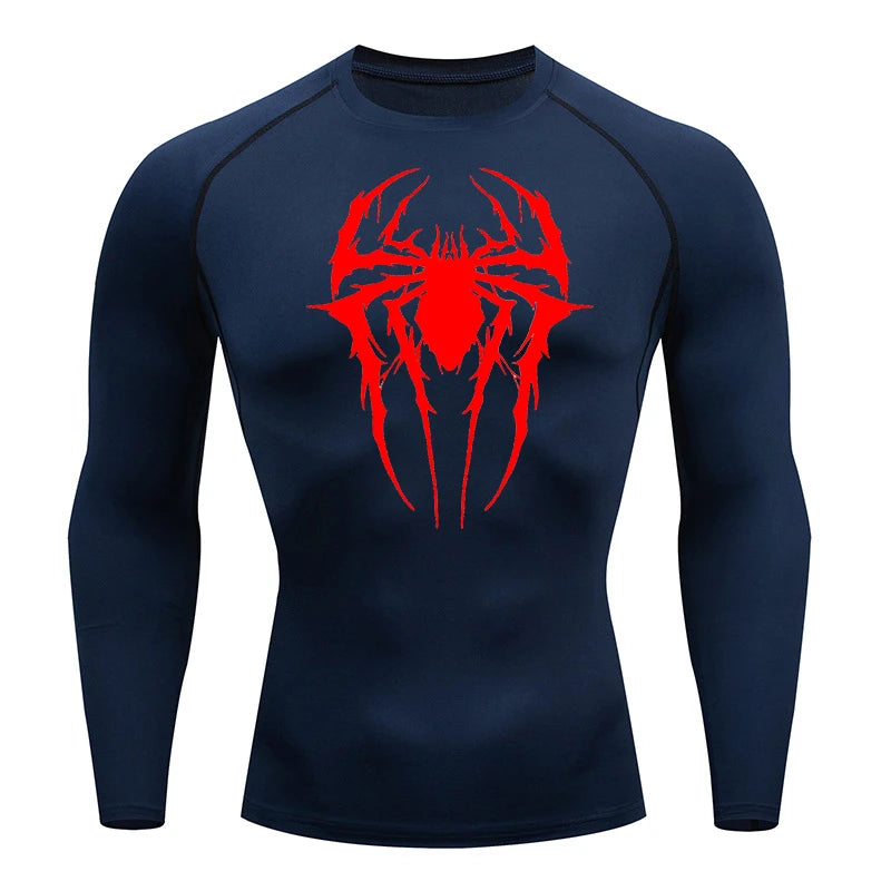 Premium Men's Spider Graphic Compression Shirt - Quick Dry Rash Guard