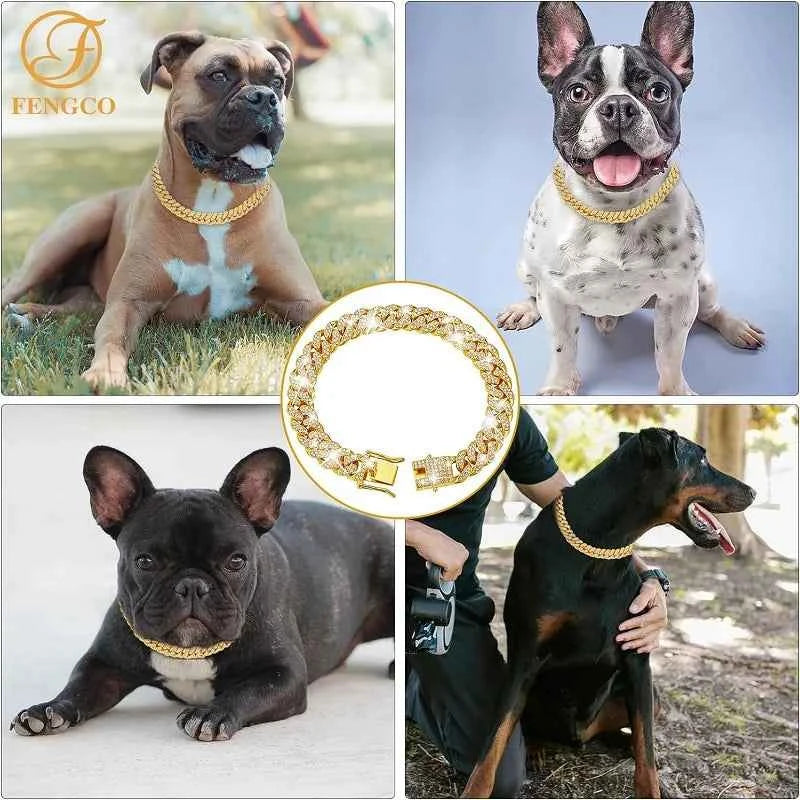 Luxury Gold Dog Chain Collar - Premium Metal Pet Jewelry