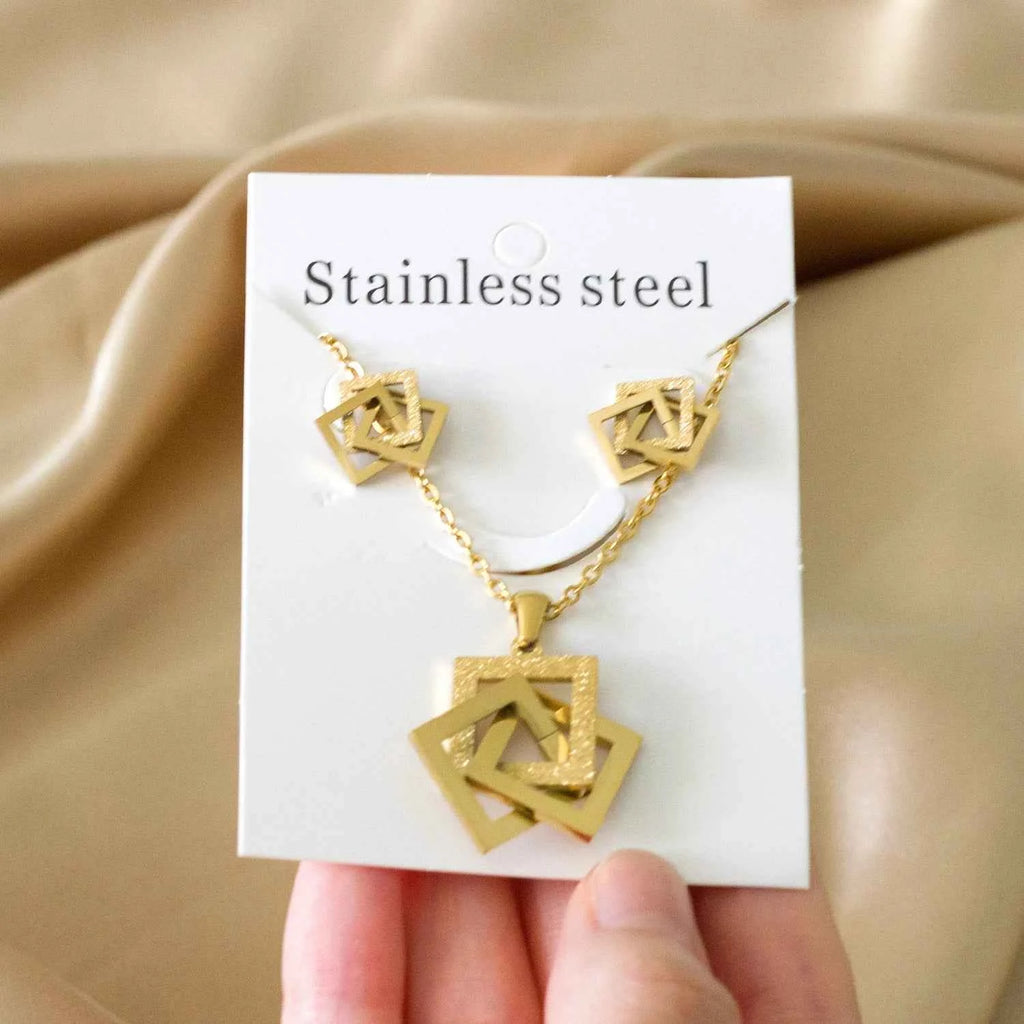 Luxury Stainless Steel Jewelry Set - Minimalist Choker & Earrings
