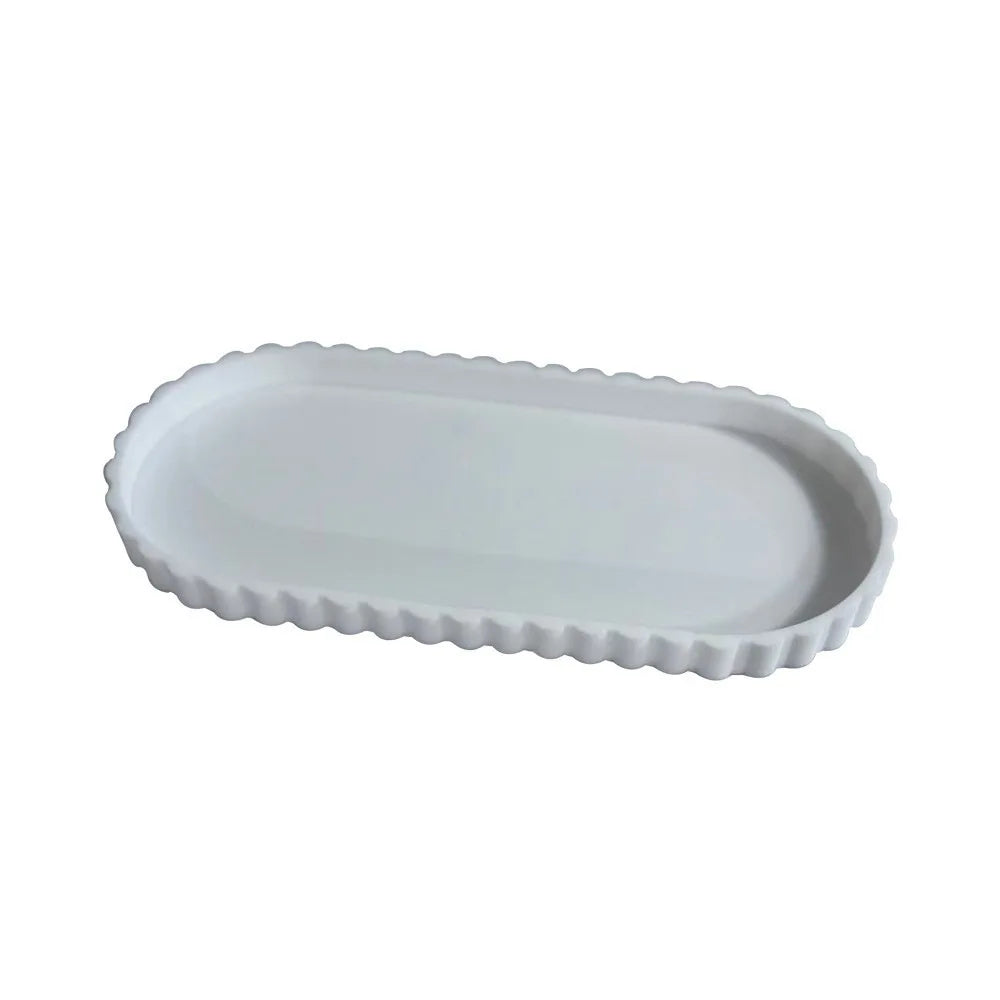 Elegant Scalloped Edge Luxury Decorative Tray - Oval Design